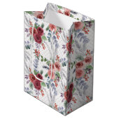 Weihnachts-Blumenmuster Mittlere Geschenktüte (Vorderseite Schrägansicht)