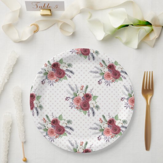 Weihnachts-Blumenmuster Pappteller (Hochzeit)