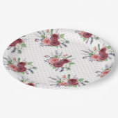 Weihnachts-Blumenmuster Pappteller (Schrägansicht)