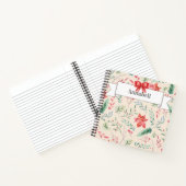 Weihnachts-Blumenmuster-Ribbon-Monogramm Notizblock (Innenseite)