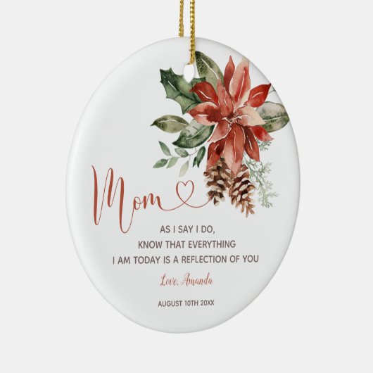 Weihnachts-Blumenmutter der Braut Keramik Ornament (Rechts)