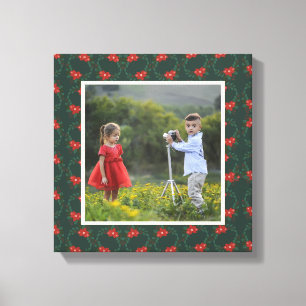 Weihnachts-Blumenrahmen   Benutzerdefiniertes Foto Leinwanddruck