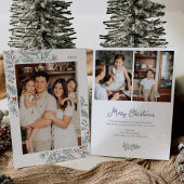 Weihnachts-Blumenrahmen-Foto Einladung