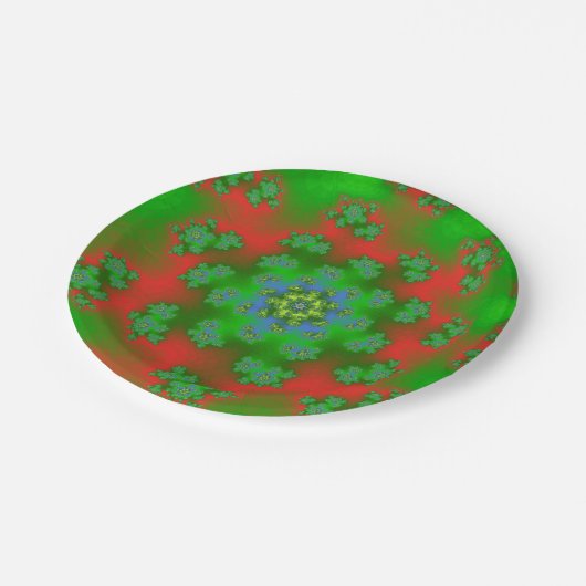 Weihnachts-Blumensprinklen Pappteller (Schrägansicht)