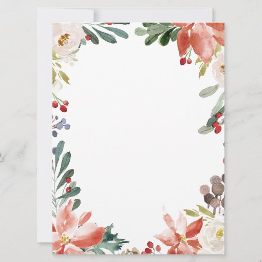 Weihnachts-Blumenstrauß-Decke Die Hallen Brautpart Einladung (Rückseite)