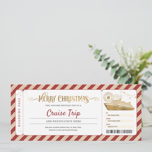 Weihnachts-Boarding-Ticket Einladung (Stehend Vorderseite)