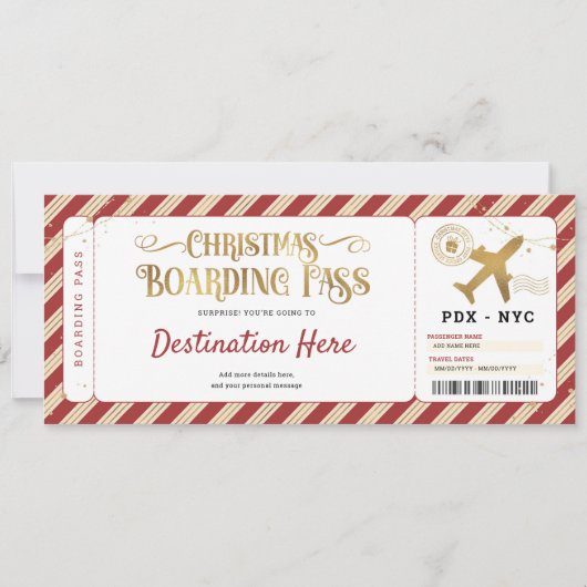 Weihnachts-Boarding-Ticket Einladung (Vorderseite)