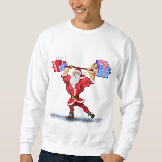 Weihnachts-Bodybuilder Santa Funny Sweatshirt (Vorderseite)