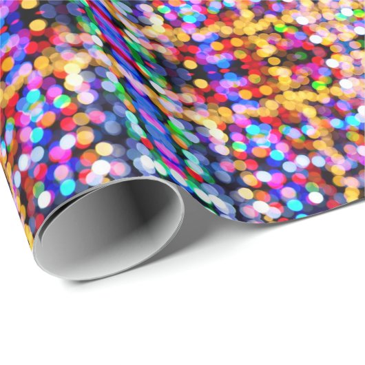 Weihnachts Bokeh Lights farbenfrohe Wrapping Paper Geschenkpapier (Rolleneckpunkt)