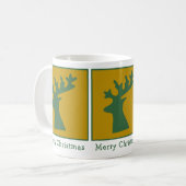 Weihnachts-Bokeh Reindeer Head Green & Gold Custom Kaffeetasse (Vorderseite Links)