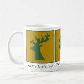 Weihnachts-Bokeh Reindeer Head Green & Gold Custom Kaffeetasse (Links)
