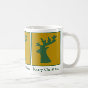 Weihnachts-Bokeh Reindeer Head Green & Gold Custom Kaffeetasse