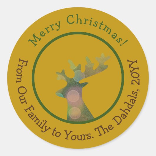 Weihnachts-Bokeh-Rentier Bronze Gold Runder Aufkleber (Vorderseite)