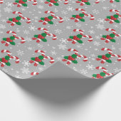 Weihnachts-Bonbons, Holly und Schneeflocken Geschenkpapier (Ecke)