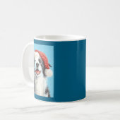 Weihnachts Border Collie Hellblau Kaffeetasse (Vorderseite Links)