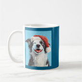 Weihnachts Border Collie Hellblau Kaffeetasse (Links)