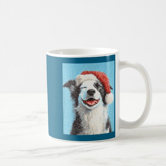 Weihnachts Border Collie Hellblau Kaffeetasse (Rechts)
