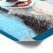 Weihnachts Border Collie Hellblau Poster (Ecke)