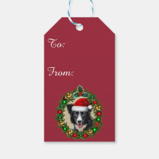 Weihnachts-Border-Collie-Hundeschenketiketten Geschenkanhänger