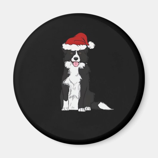 Weihnachts-Border-Collie-Klassiker T - Shirt Magnet (Vorne)