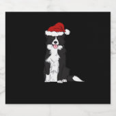 Weihnachts-Border-Collie-Klassiker T - Shirt Schaumweinetikett (Einzelnes Label)
