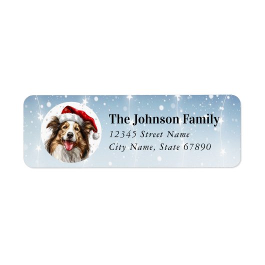 Weihnachts-Border-Collie-Rücksendeadressen-Aufkleb (Vorne)