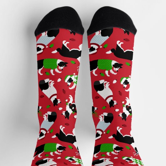 Weihnachts-Border-Collie-Socken Socken (Oben)