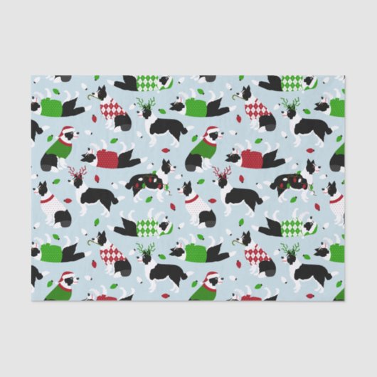 Weihnachts-Border-Collie-Tissue Seidenpapier (Vorderseite)