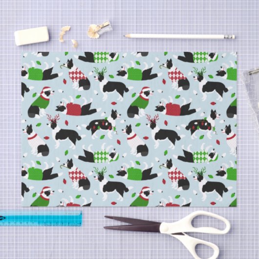 Weihnachts-Border-Collie-Tissue Seidenpapier (Handwerk)