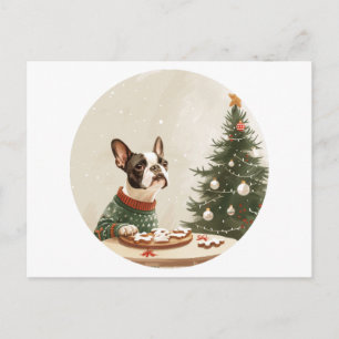 Weihnachts Boston Terrier Hund Feiertagspostkarte