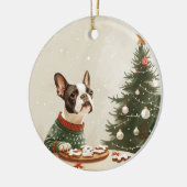 Weihnachts Boston Terrier Hund Keramik Ornament (Links)