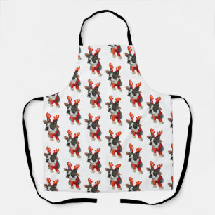 Weihnachts Boston Terrier Hund Wrapping Paper Larg Schürze