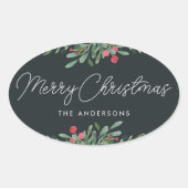 Weihnachts-Botanicals-Weihnachtsgeschenk Ovaler Aufkleber (Vorderseite)