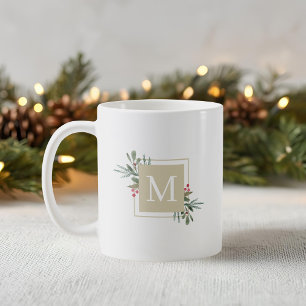 Weihnachts-Botanik-Monogramm-Kaffeetasse Kaffeetasse