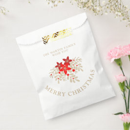 Weihnachts-Botanische Holly-Zweige und Poinsettias Geschenktütchen