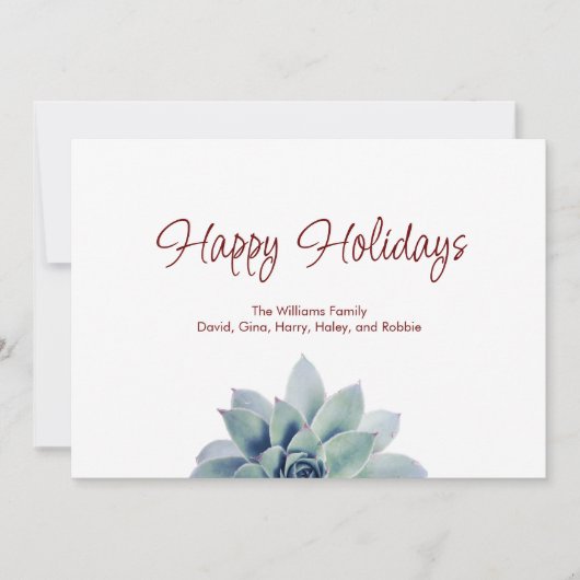 Weihnachts-Botanische Sukkkulatur Feiertagskarte (Vorderseite)