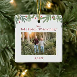 Weihnachts-Botanische Weihnachtskarte Keramik Keramikornament