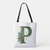 Weihnachts-Botanischer Monogramm-P-Stechpalme Tasche (Rückseite)