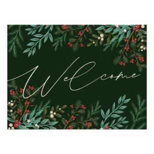 Weihnachts-Botanischer Urlaub Willkommensrahmen Poster