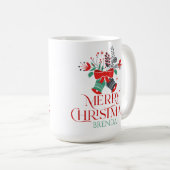 Weihnachts-Bouquet-Typografie und Monogramm Kaffeetasse (VorderseiteRechts)