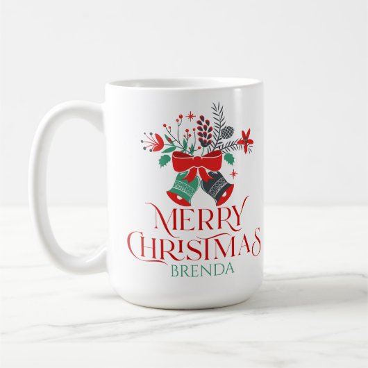 Weihnachts-Bouquet-Typografie und Monogramm Kaffeetasse (Links)