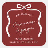 Weihnachts-Bow-Festivals-Etikett rot und weiß Quadratischer Aufkleber (Vorderseite)