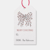 Weihnachts Bow Red Light Minimal Personalisierte G Geschenkanhänger (Vorderseite)