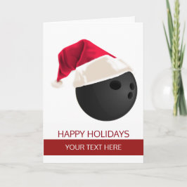 Weihnachts Bowling Ball Weihnachtsmannmütze Grußka Feiertagskarte