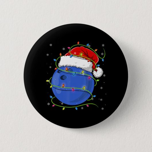 Weihnachts-Bowling Ball Weihnachtsmannmütze Matchi Button (Vorderseite)
