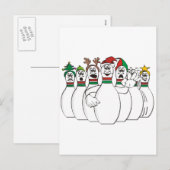 Weihnachts-Bowling-Buttone Feiertagspostkarte (Vorne/Hinten)
