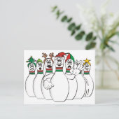 Weihnachts-Bowling-Buttone Feiertagspostkarte (Stehend Vorderseite)