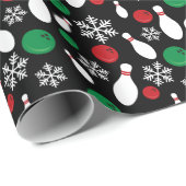 Weihnachts-Bowling-Buttone und Schneeflocken Geschenkpapier (Rolleneckpunkt)