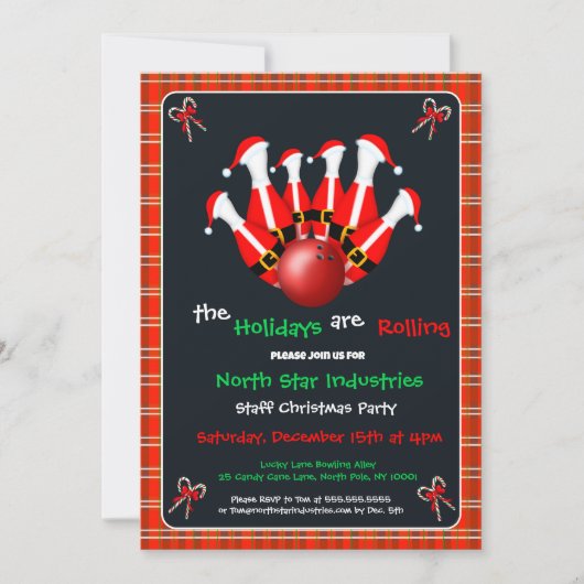 Weihnachts-Bowling-Feier Einladung (Vorderseite)