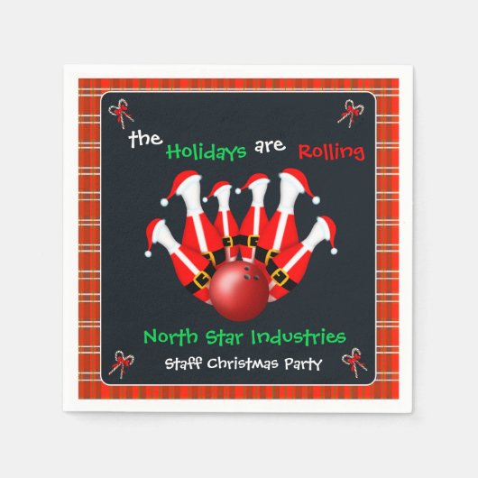 Weihnachts-Bowling-Feierparty Serviette (Vorderseite)